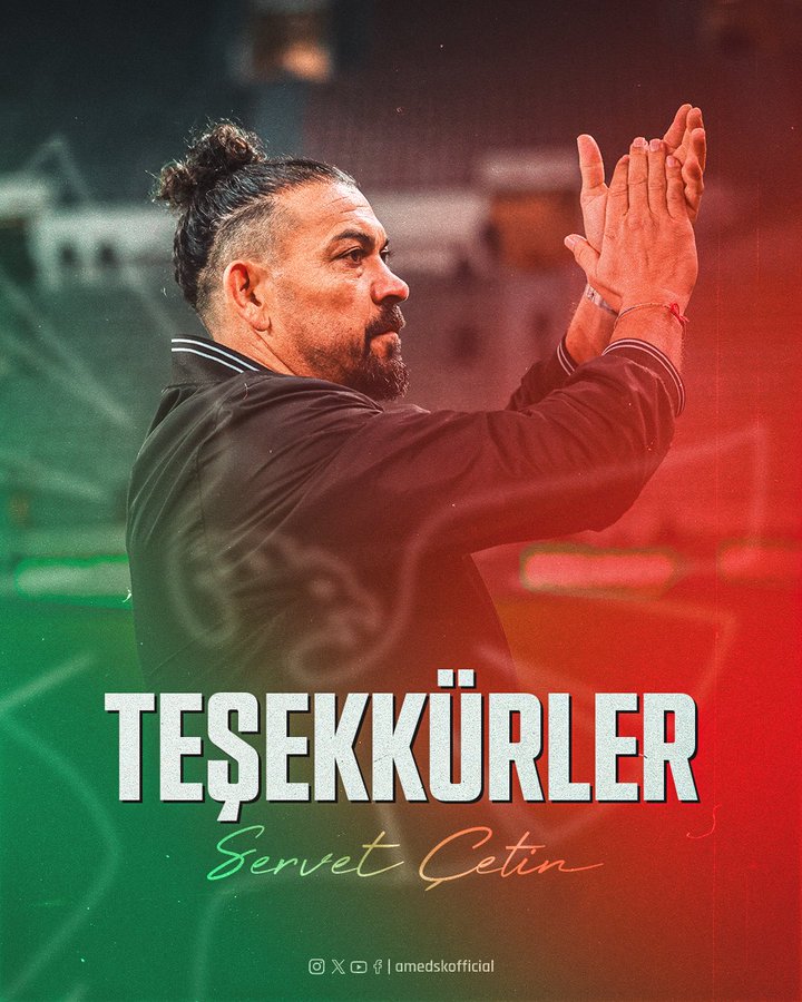 TFF 1. Lig'de mücadele eden Amedspor, teknik direktör Servet Çetin ile yollarını ayırdı.

